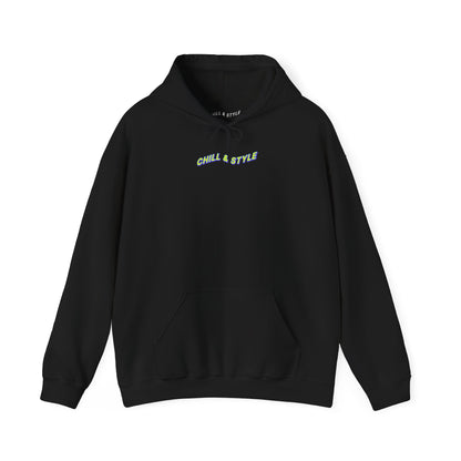 Hoodie — "Chill & Style" Minimal Black Graphic Hoodie