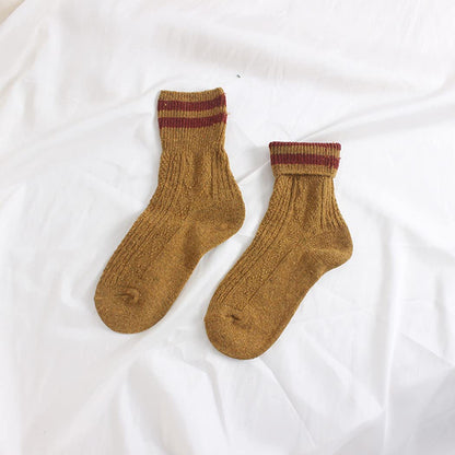 WOOL SOCKS TWO STRIPES in bronze