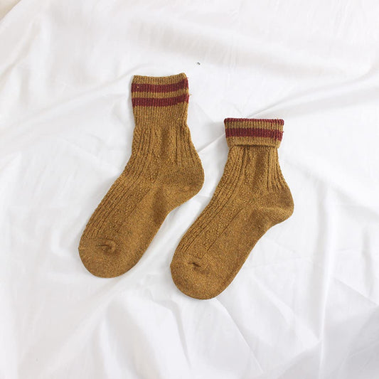 WOOL SOCKS TWO STRIPES in bronze