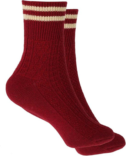 WOOL SOCKS TWO STRIPES in red