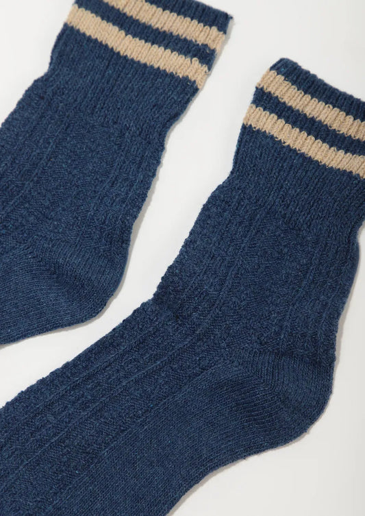 WOOL SOCKS TWO STRIPES in blue