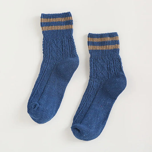 WOOL SOCKS TWO STRIPES in blue