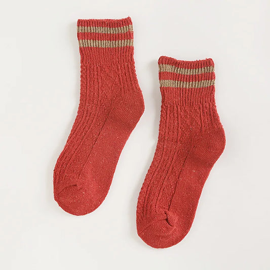 WOOL SOCKS TWO STRIPES in red