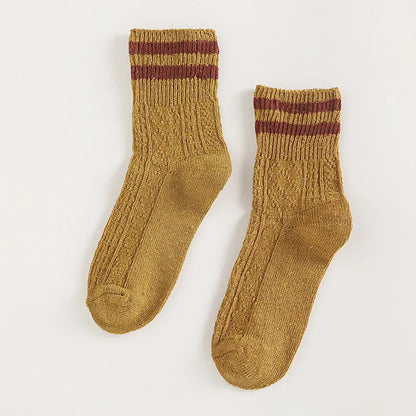 WOOL SOCKS TWO STRIPES in bronze