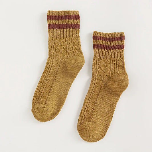 WOOL SOCKS TWO STRIPES in bronze